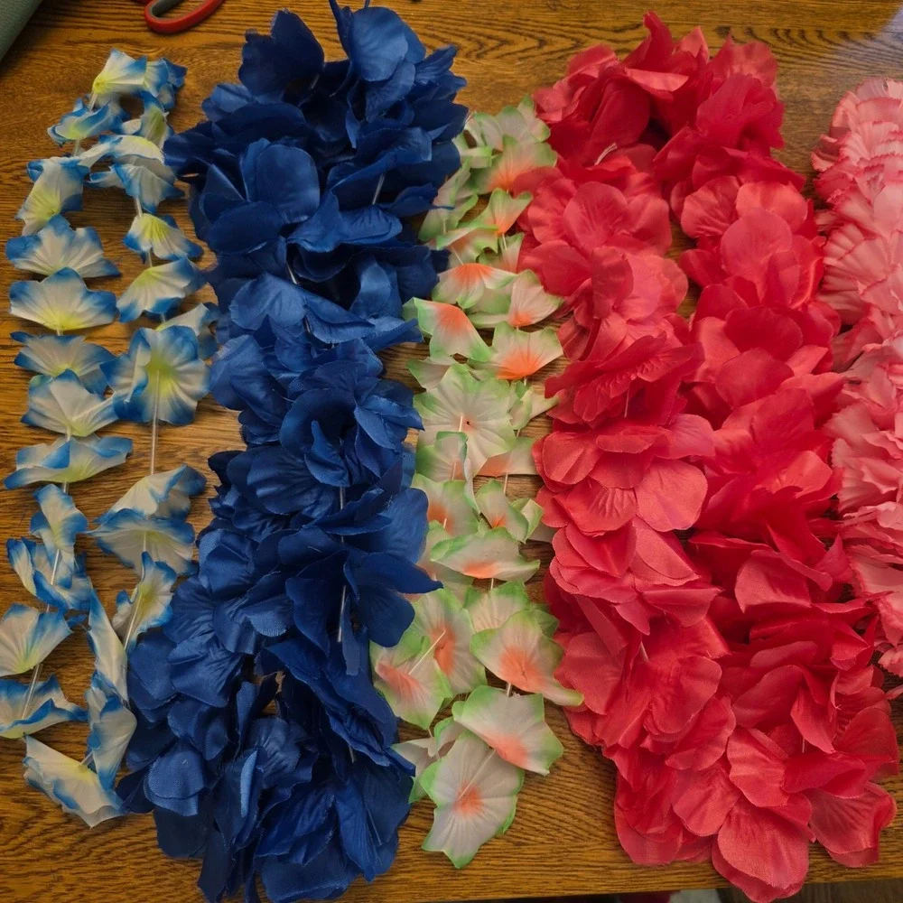 Lot of 24 Hawaiian Flower Leis Multicolor Tropical Luau Party Favors Bulk Set